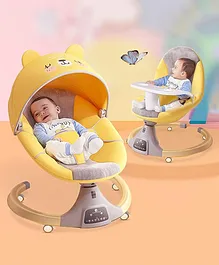 Automatic Electric Swing Rocker with Dining Tray Rocker and Bouncer  - Yellow