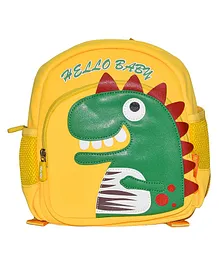 WISHKEY Cute Dinosaur Bag For Pre-Schoolers Kids Water Resistant Mini Backpack For Kids Lightweight Small Size Bag For Play School & Nursery Kids Picnic Bag Travel Yellow - 10.2 Inches