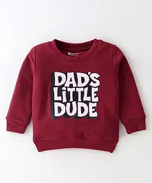 Bodycare Cotton Knit Full Sleeves Text Printed T-Shirt - Maroon
