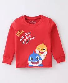 Bodycare Cotton Knit Full Sleeves Baby Sharks Print T-Shirt - Medium Red