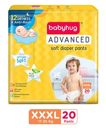 Babyhug Advanced Pant Style Diaper XXXL
                        Size - 20 Pieces, Honeycomb Technology, Cottony
                        Soft Diaper with 3D Leak Guard, Latex &
                        Alcohol Free, Anti-rash & Gentle