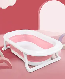 Folding Baby Bath Tub with Drain Plug - Pink