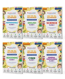 One For All Olympiad Previous Years' Solved Papers Class 1 Set of 6 Books For 2023 Exam Maths English Science Reasoning Cyber & General Knowledge - English