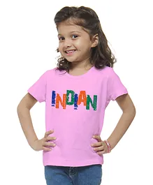 M'andy Independence Day Theme Half Sleeves Indian Text Printed  Tee - Pink
