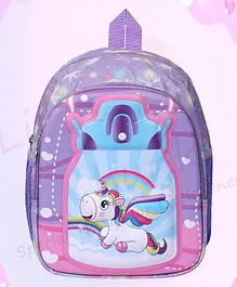 Little Hunk Unicorn 3D Kids Pre School Bag Purple - 12 inches