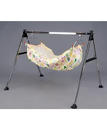 JIN Semi foldable Baby Cradle with Sturdy and Heavy Square Frame ( Print of cloth may Vary )