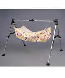 JIN fully foldable Baby Cradle with Sturdy and Heavy Square Frame (Print of cloth may Vary )