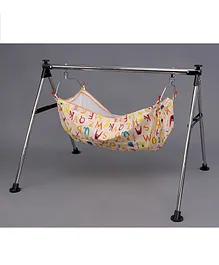 JIN Semi foldable Baby Cradle with Sturdy and Heavy Round Frame ( Print of cloth may Vary )