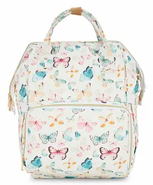Haus & Kinder Art on Canvas Chic Diaper Bag Backpack for New Parents Capacity 20 L Butterfly Garden- Pink