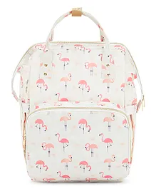 Haus & Kinder Chic Diaper Bag Backpack for New Parents Bird Flamingo- Off White