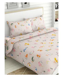 Haus & Kinder Alphabets Print 120 TC 100 % Cotton Double Bedsheet - Multicolor