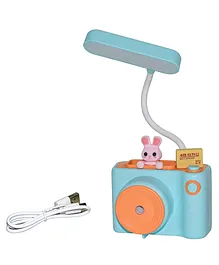 WISHKEY 3 in 1 Rechargeable LED Desk Lamp with Pen Holder and Pencil Sharpener for Kids - Blue