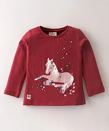 Ollypop Sinker Full Sleeves T-Shirt Unicorn Print - Red