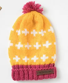 The Original Knit Handmade Abstract Designed Cap - Yellow & Pink