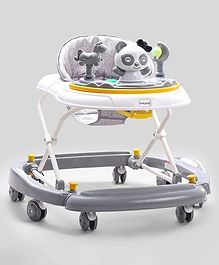 Babyhug Panda 2 In 1 Walker Cum Rocker With 3 Adjustable Height & Musical Play Tray With Lights-Grey