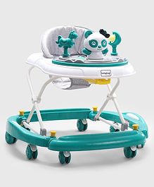 Babyhug Panda 2 In 1 Walker Cum Rocker With 3 Adjustable Height & Musical Play Tray With Light - Green