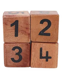 Alpaks Numeric Wooden Dice Pack Of 4 (Color May Vary)