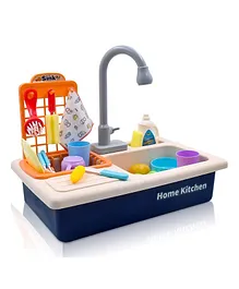 YAMAMA Kitchen Play Set With Automatic Water Cycle System Pretend Play Kitchen Play Sink Toys Set of 25 Pieces- Multicolor