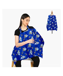 AHC Easy Feed Cotton Nursing Cover Stylish Comfort for Breastfeeding Moms With Mobile Pocket - Dark Blue