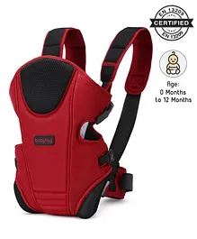 Babyhug First Blossom 3 Way Baby Carrier With Detachable Bib & Head Cushion - Red