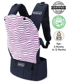 Babyhug On The Go 2 In 1 Baby Carrier With Removable Cotton Head Cover  Navy Blue Pink (Hood Print May Vary)