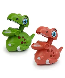 Elecart 2Pcs Dinosaur Press Mechanical Sliding Toy Push and Go Toy Crawling Toys - Random Color 2 Dinos