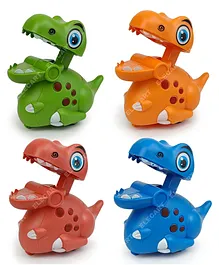 Elecart Dinosaur Press Mechanical Sliding Toy Push and Go Toy Crawling Toys Pack of 4-  Random Color