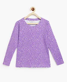 Campana Girls 100% Cotton Full Sleeves  Seamless Dots Printed Tee - Purple