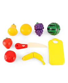 little fingers Realistic Fruits Cutting Play Set Of 7 Pieces with Chopping Board & Knife - Multicolour