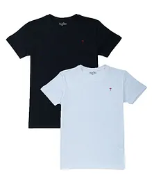 PALM TREE Pack Of 2 Half Sleeves Solid Tees - Blue