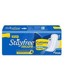 Stayfree Secure Cottony Sanitary Pads with Wings Regular - 18 Pads