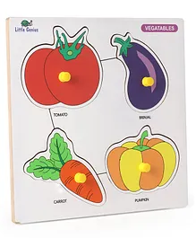 Little Genius Vegetables Double Layer Small Knob Puzzle - Multicolor