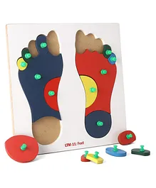 Little Genius Feet Knob And Peg Puzzle Blue & Red - 16 Pieces