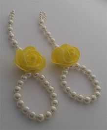 Pihoo Anklet Pearl And Flower Design - Off White Yellow
