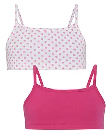 Charm n Cherish Sleeveless Beginners Bra Polka Dot Print Pack Of 2 - Pink & White