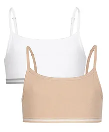 Charm n Cherish Cotton Beginners Bra Solid Color Pack of 2 - White & Nude