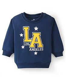 Doodle Poodle 100% Cotton Looper Knit Full Sleeves Los Angeles Print Sweatshirt - Navy