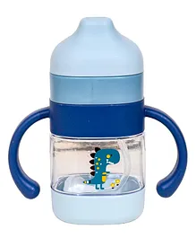 Koochie-Koo Plastic Transparent Sippy Cups Bite Resistant Soft Silicone Spout Water Bottle for Baby Baby Sipper Bottle with Handle Blue- 300 ml