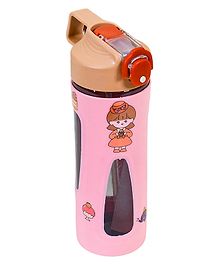 Koochie-Koo Flip Sport Water Bottle Durable Sipper Bottle with Trendy Push Button Easy to Carry for Office Gym Yoga Travelling Running Cycling Pink - 800 ml