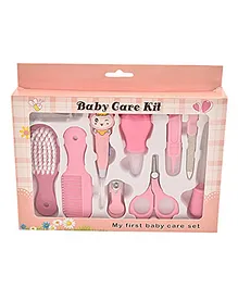 Koochie Koo Cute Plastic Portable Baby Care Kit Nursery Kids Healthcare and Grooming Set Manicure and Pedicure Accessories for New Born Babies Toddler Kids (Pack of 10, Pink)