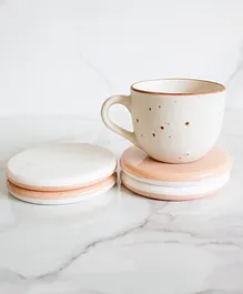 Byora Homes White and Pink Up-Down Coasters- Set of 4