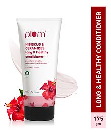 Plum Hibiscus & Ceramides Long & Healthy Conditioner - Smoothens & Conditions Hair, Helps Prevent Split Ends, Contains Hibiscus Oil, Ceramides, Shea Butter, Paraben-Free, 100% vegan