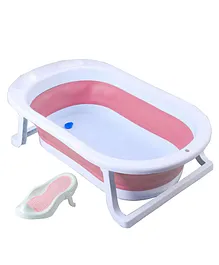 Safe-O-Kid Baby Anti-Slip Folding Temperature Sensitive BathTub With Bather- Pink
