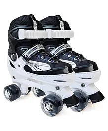 Jaspo Scud Adjustable 24.13 cm to 26.67 cm Roller Skates with 4 Shiny Wheels Large - Black
