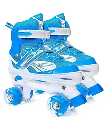 Jaspo Scud Adjustable 15.24 cm To 19.81 cm Roller Skates with 4 Shiny Wheels Small - Blue