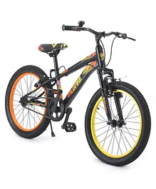 Ralleyz NE 20 Inches Bicycle with Side Stand Squadron Wildfire Theme - Black & Yellow