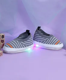 Chiu LED Striped Slip On  Musical Booties - Grey