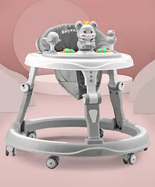Round Kids Walker for Baby with Adjustable Height & Musical Toy Bar Rattle - Grey