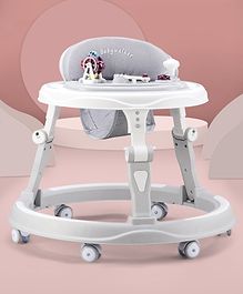 Baby Multifunctional 360 Degree Musical Walker with 3 level height adjustment & Lights with Musical Play Tray Cum Feeding Tray - Grey