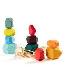 Baybee Wooden Rainbow Stone Stacking Balancing Blocks for Kids Toys - 10 Pieces